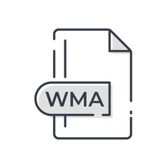 WMA File Format Icon. WMA extension line icon.