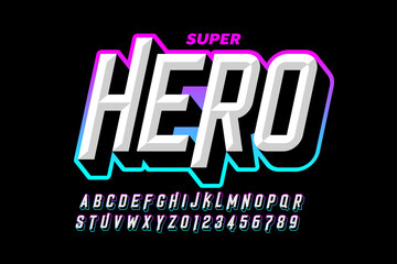 Comics superhero style font, alphabet letters and numbers