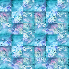 Watercolor turquoise cyan abstract seamless pattern texture background