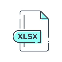 XLSX File Format Icon. XLSX extension line icon.