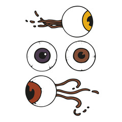 Vector set, clip art with eye balls. Halloween elements