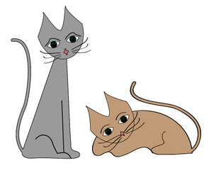 Gray and brown cats