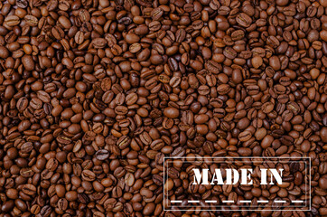 Background of grains of dark coffee