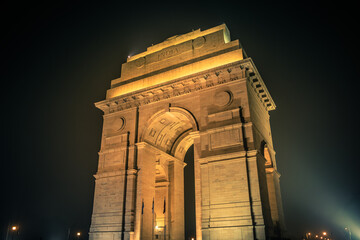 Fototapeta na wymiar India gate during night at New Delhi,India .