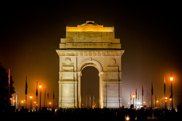 Fototapeta na wymiar India gate during night at New Delhi,India .