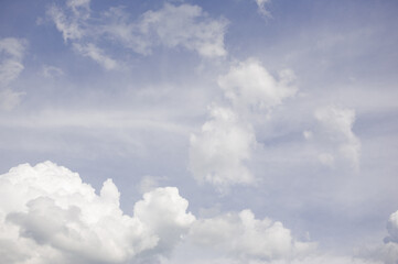Blue sky and white clouds with strange shapes