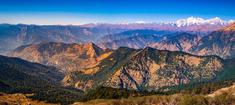 View enroute to Tungnath-Chandrashila hiking trail in Chopta, Uttarakhand, India
