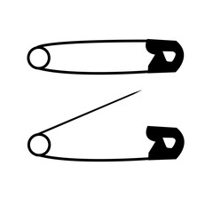 safety pin icon on white background. closed and open safety pin.