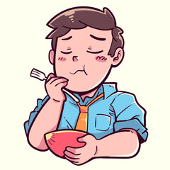 man enjoying eating food from a bowl