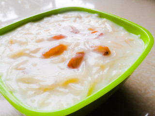 Semiya milk payasam home made in a bowl.