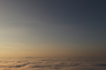 Beautiful landscape in the mountains at sunrise, Traveling concept background.Chiang Khan Loei, Thailand.