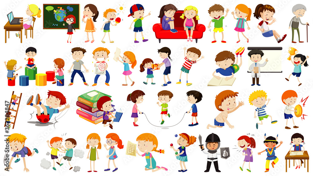 Canvas Prints set of cute kids cartoon character