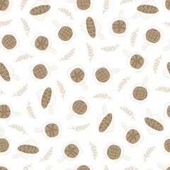 seamless background with black rye bread illustration