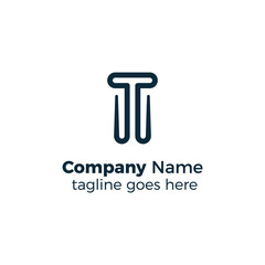 simple line t logo design vector illustration