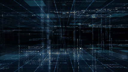 Futuristic digital generated motion abstract matrix cyber environment big data analytic artificial intelligent simulation for digital background