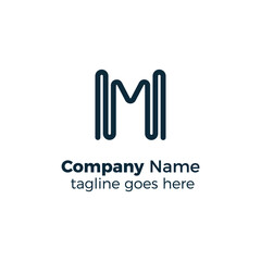 simple line m logo design vector illustration