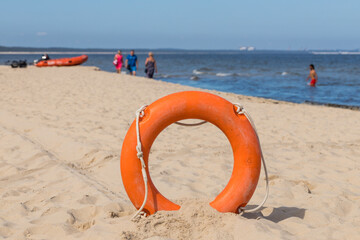 Lifebuoy on the beach, Holiday period