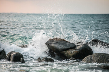 Fototapeta premium Sea wave bubble Rocking seascape