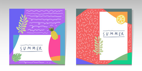 Vector illustration summer background for social media post template