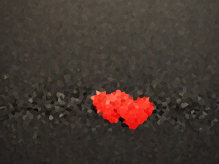 Abstract background mosaic made of red heart on black paper, For text and Design..