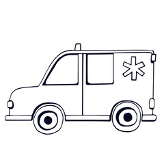 Hand-drawn outline ambulance