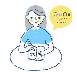 メモ帳に記入する女性