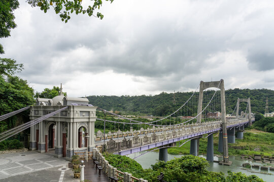 Daxi Bridge, Also Known As The Lover's Bridge. Is A Suspension Footbridge In Daxi District, Taoyuan City, Taiwan.