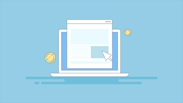 Digital advertising, online brand promotion strategy, targeting potential customers via ppc campaign, paid media marketing concept. 2d animation, 4k video clip.