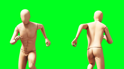 Dummy, mannequin isolate on green screen. 3d rendering.