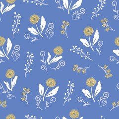 seamless spring floral yellow dandelion flower pattern