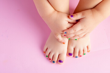 care for beautiful kid legs, stylish image, view above