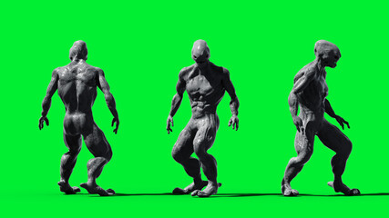 Scary monster isolate on green screen. 3d rendering.