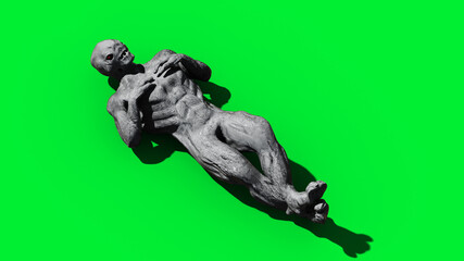 Scary monster isolate on green screen. 3d rendering.