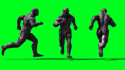 Scary monster isolate on green screen. 3d rendering.