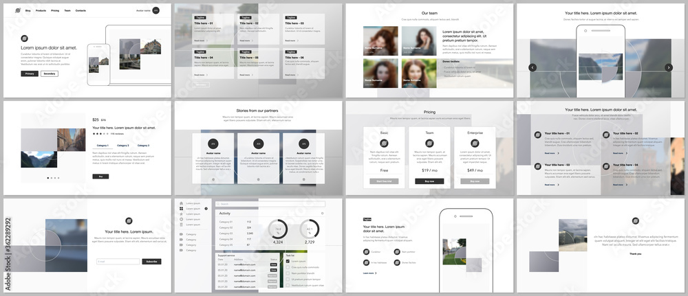 Canvas Prints bundle of editable business templates for digital app, web products. vector templates for website de