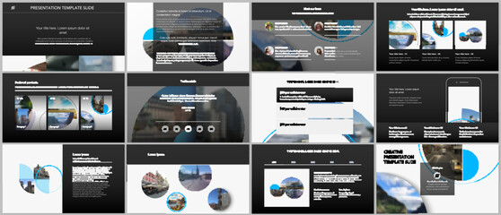Presentation design vector templates, multipurpose template for presentation slide, flyer, brochure cover design with abstract circle banners. Social media web banner. Social network photo frame.