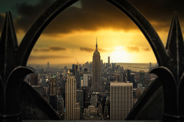 Fototapeta na wymiar new york city at sunset