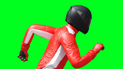 Driver, racer isolate on green screen. 3d rendering.