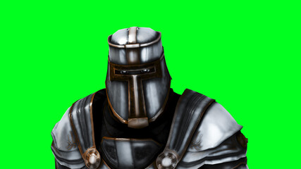 Knight isolate on green screen. Realistic 3d rendering.