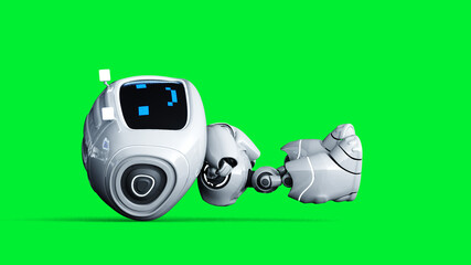 White smiling toy robot animation. 3d rendering.