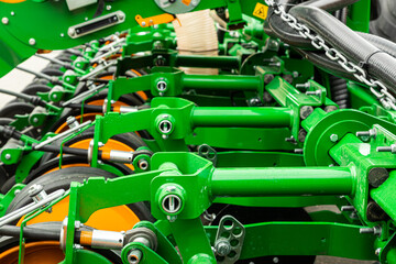 Agricultural machinery. Close-up of technical units and mechanisms of agricultural machinery....