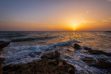 Adriatic sea. Ostuni, Puglia. Sunrise. Renowned seaside resort located in the heart of Salento....