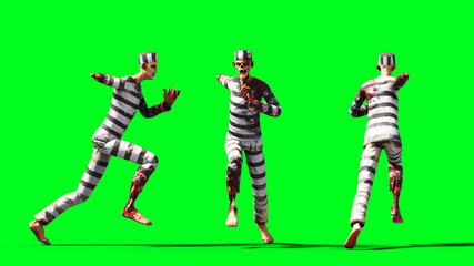 Zombie green screen isolate. Realistic 3d rendering.
