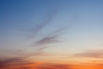 Blue Sky Photo View Background. Red and blue sky at sunset