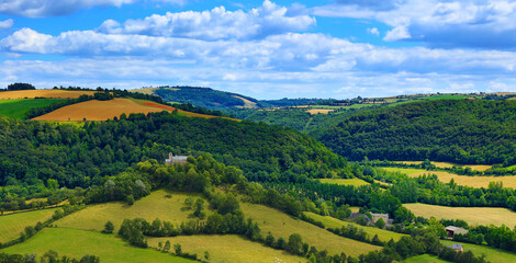 Fototapeta na wymiar beautiful landscape in Aveyron, France panorama