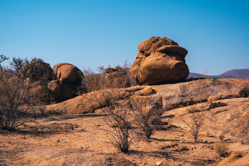 Fototapeta na wymiar Erongo Mountains Landscape with Red or Orange Rock Formations in Namibia, Africa