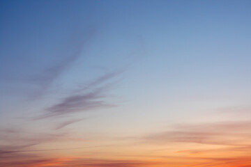 Blue Sky Photo View Background. Red and blue sky at sunset