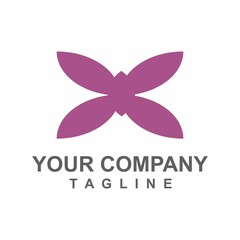 purple orchid flower logo and vector icon