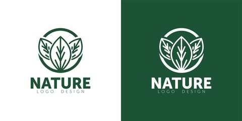 Naklejka premium Vector organic and natural emblem and logo design template - green ecology concept or natural cosmetics - circle made with leaves