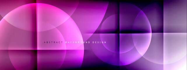 Vector abstract background - circle and cross on fluid gradient with shadows and light effects. Techno or business shiny design templates for text